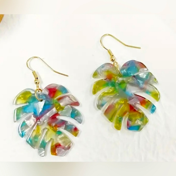 Jewelry - Palm Leaf Acrylic Earrings